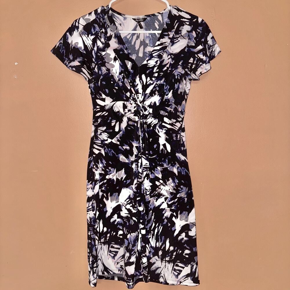 Daisy Fuentes Black Floral Midi Shirt Dress - Size XS